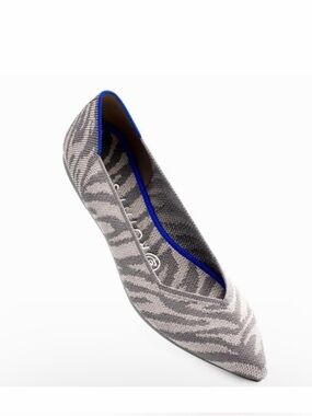 NIB Rothy's Gray Zebra-Print Pointed Flat